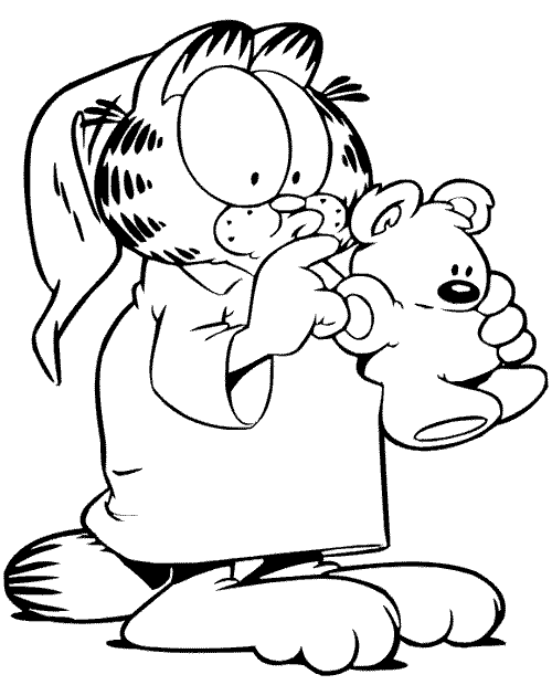coloriage garfield en pyjama